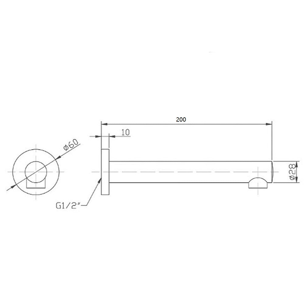 Radius bath spout